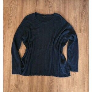 Eileen Fisher Women Ribbed Organic Cotton Tencel Sweater L Boxy Oversized Fit